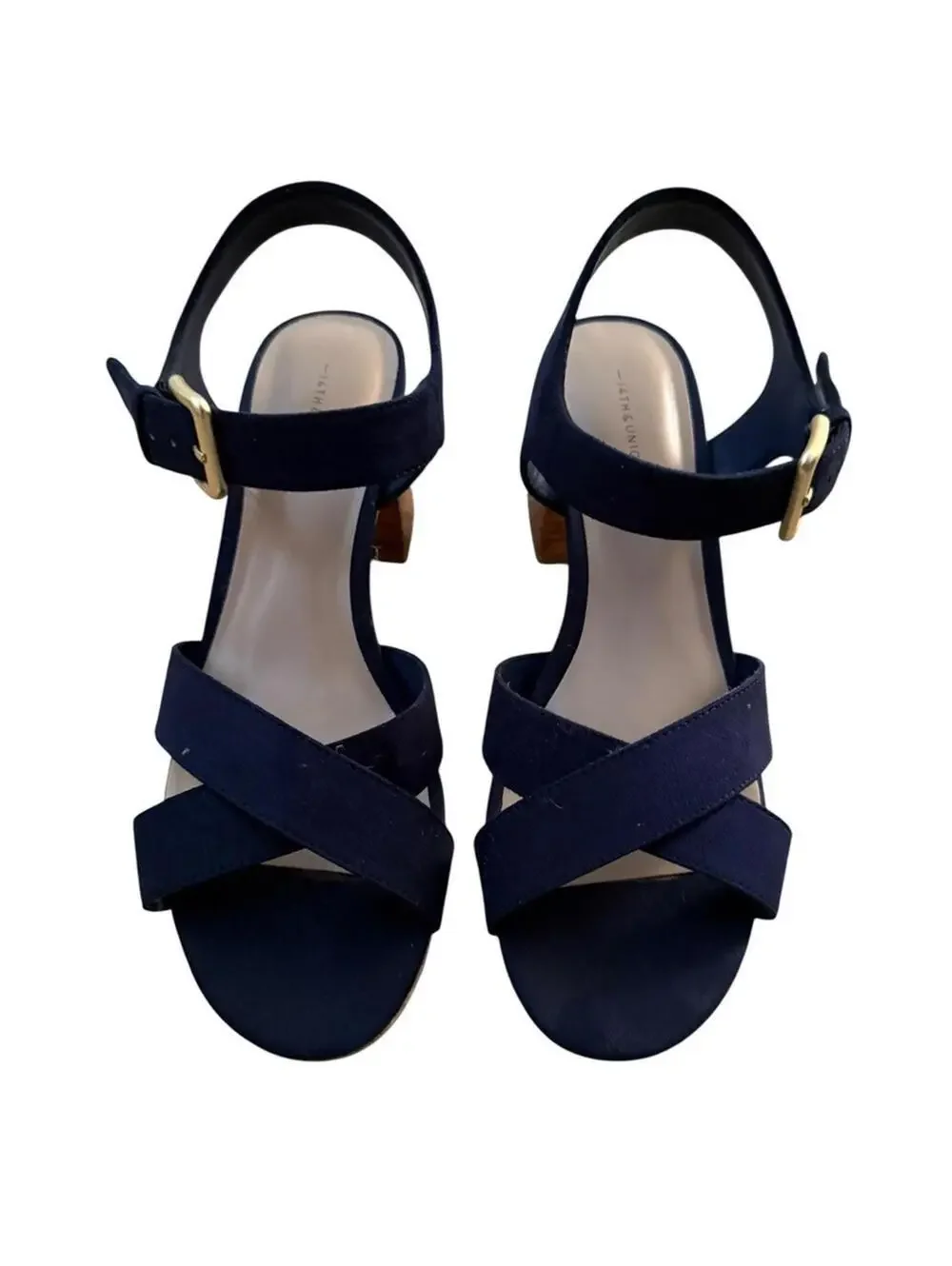 14TH & UNION Navy Blue Sandals w/ Buckle Strap Women 7.5 7-1/2 M